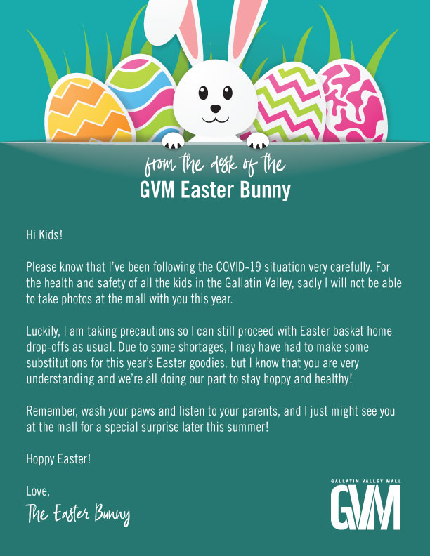 A Letter From The Gvm Easter Bunny Gallatin Valley Mall